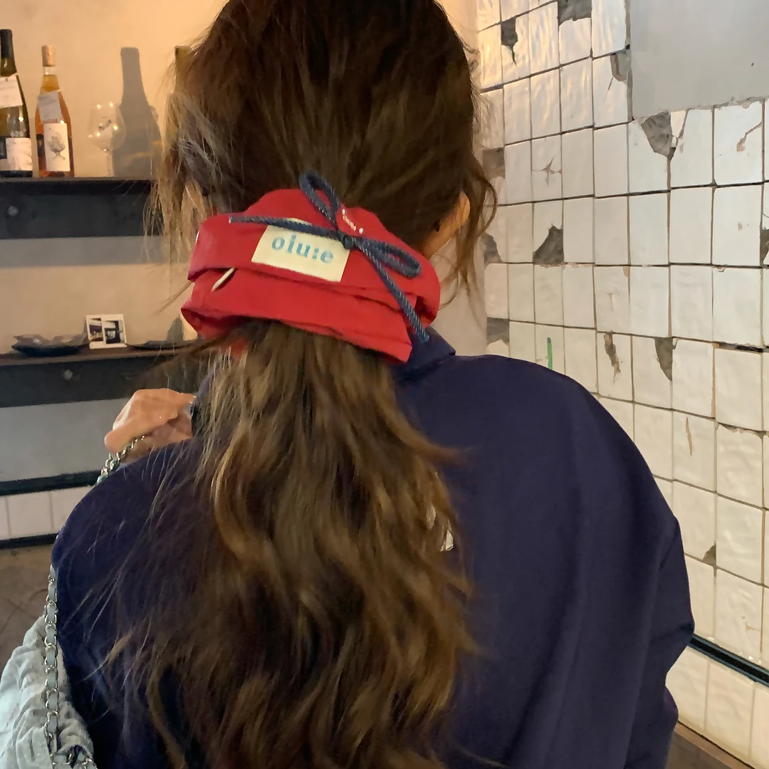 复古番茄红！布标蝴蝶结大肠发圈原创设计感发绳扎头发丸子头发圈