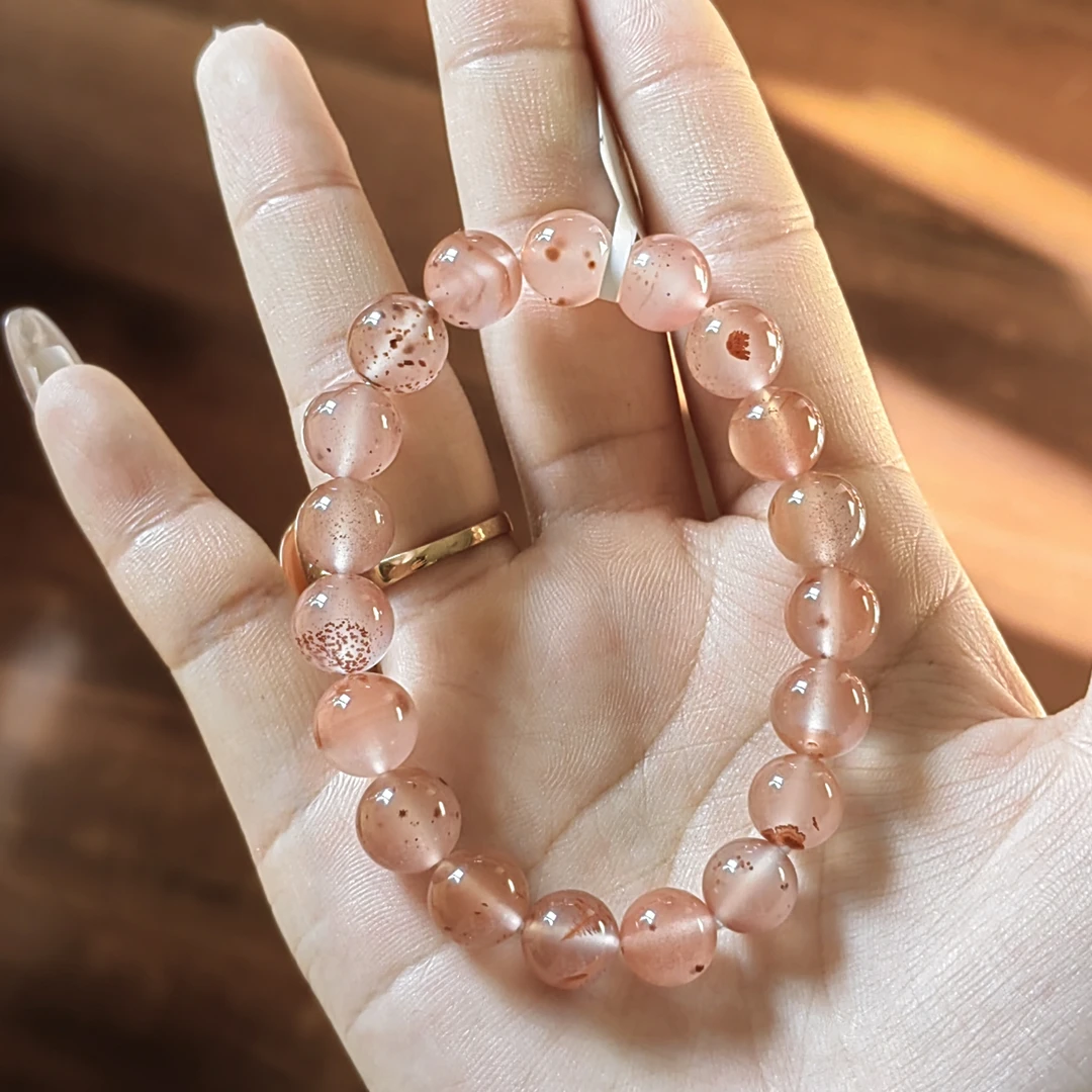 川料原矿南红冰飘花手串(定向与世无争)