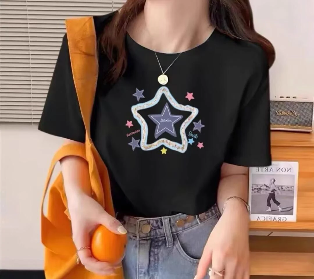 【100%纯棉】上新女款女士百搭潮流短袖t恤春夏圆领显瘦半袖