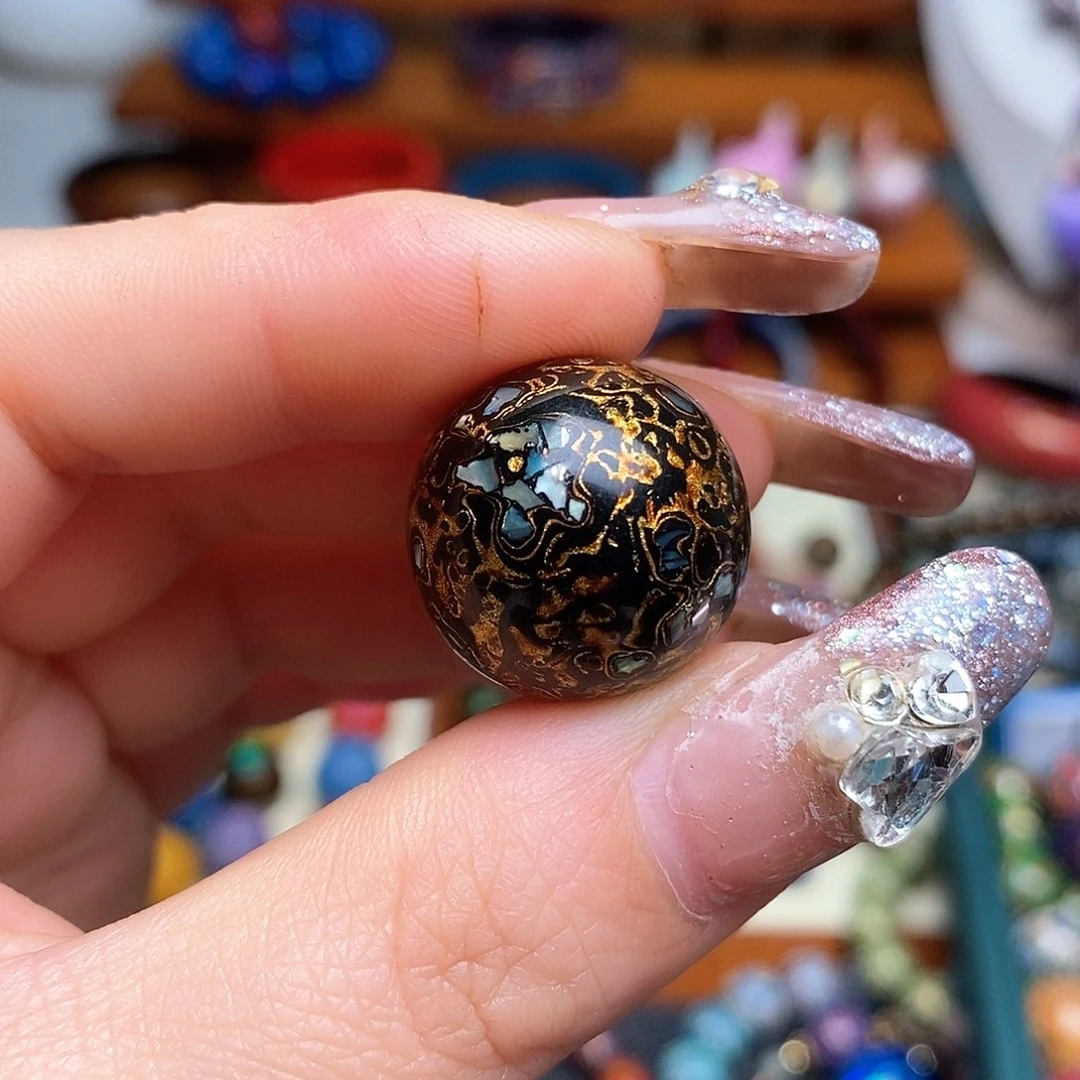 大漆珠20mm犀皮纹单颗