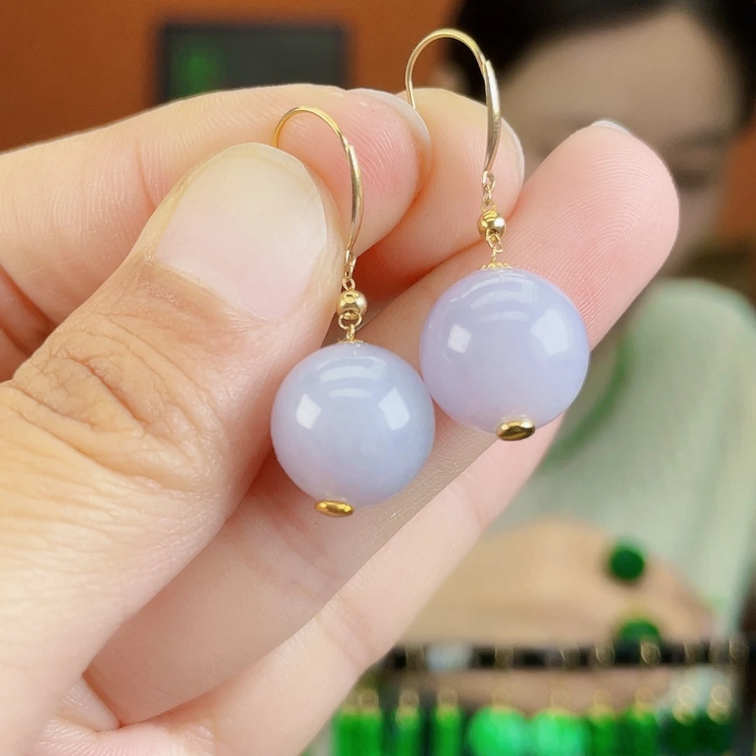 翡翠18K金镶嵌耳饰