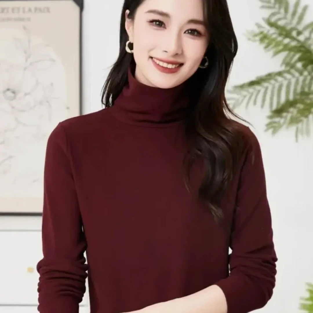 【反季清仓】双面澳绒安哥拉红高领打底衫女秋冬百搭气质修身内搭