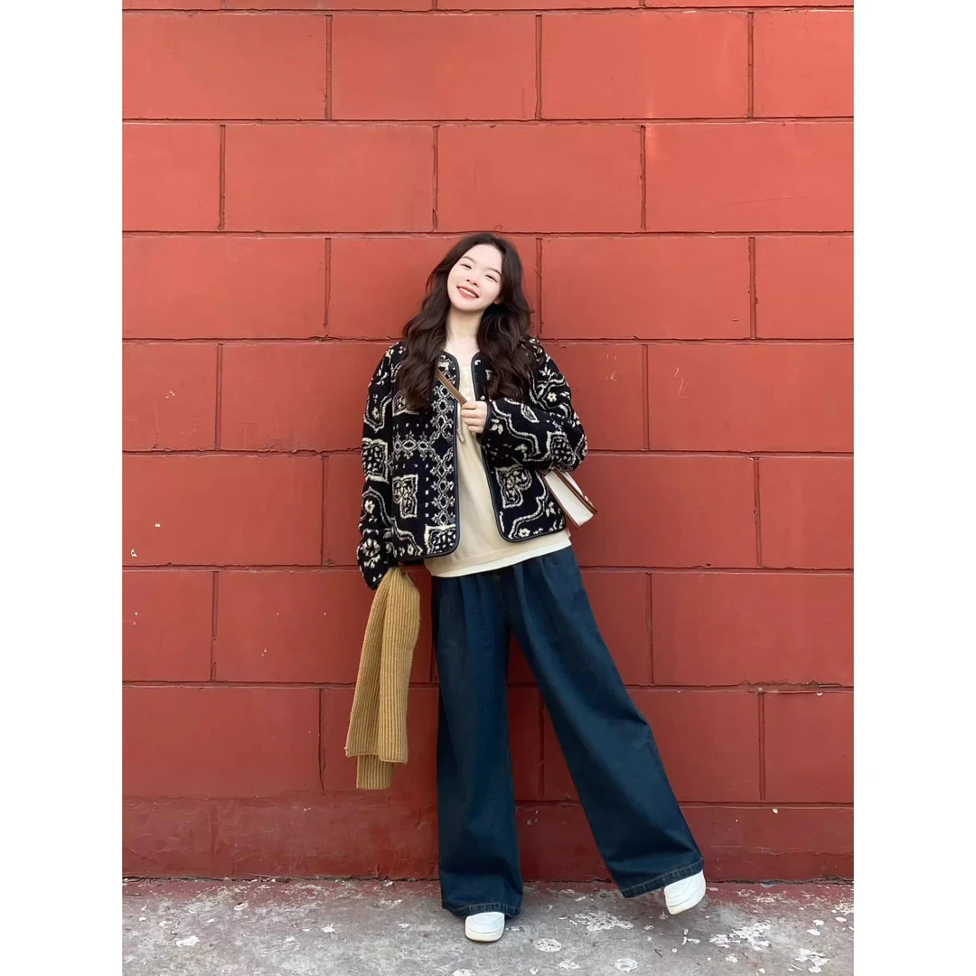 韩版复古圆加厚设计爆款外套女秋冬新款高级感时尚休闲外搭上衣