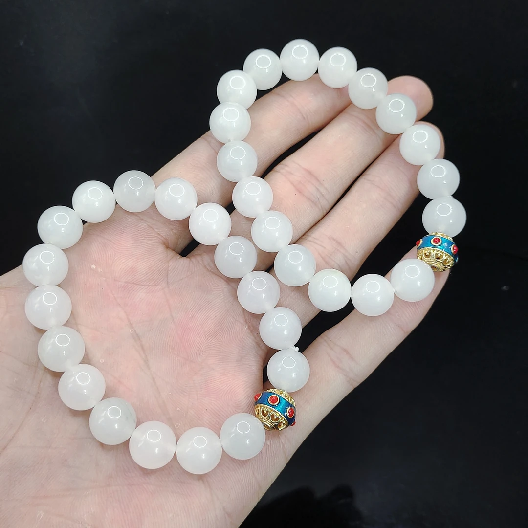 【老三珠宝】白冰玉DIY单圈手串C4【多样性发其一】约10mm