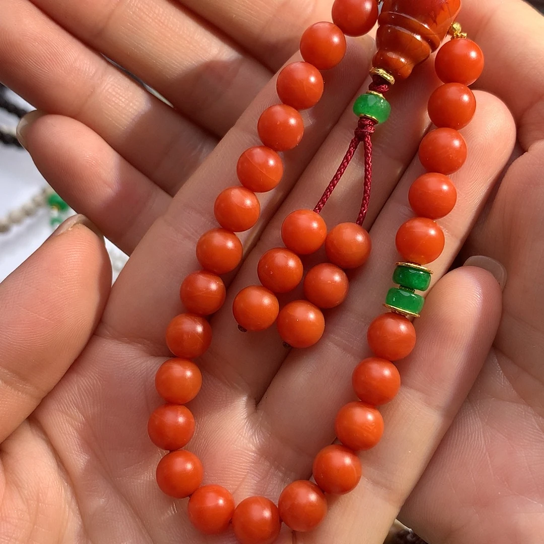 南红玛瑙18K金镶嵌手串南红手持