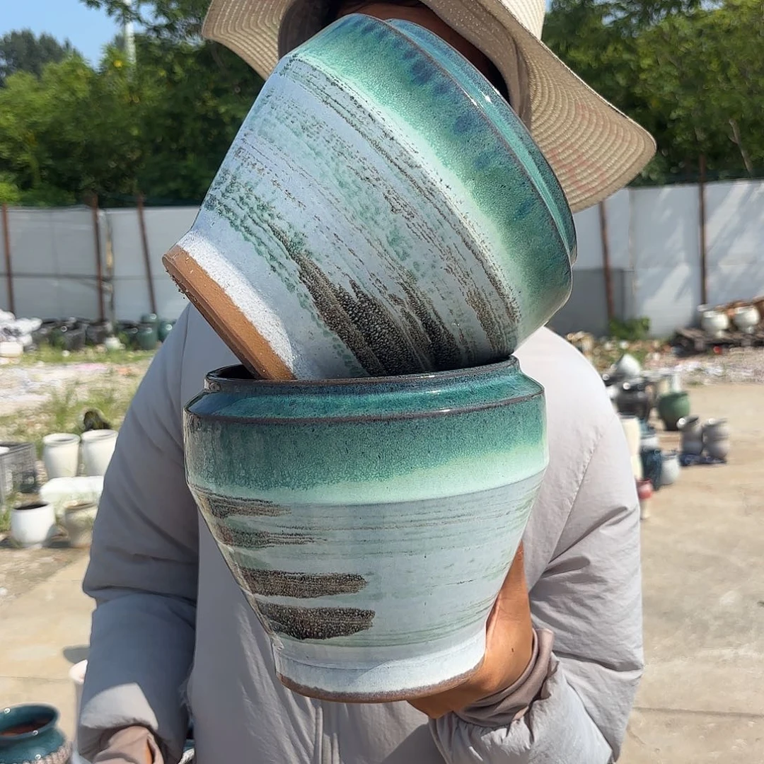 山水画两个口径18高度18