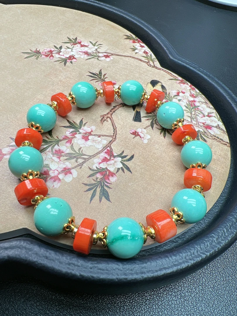 蓝色12mm圆珠手链Q566