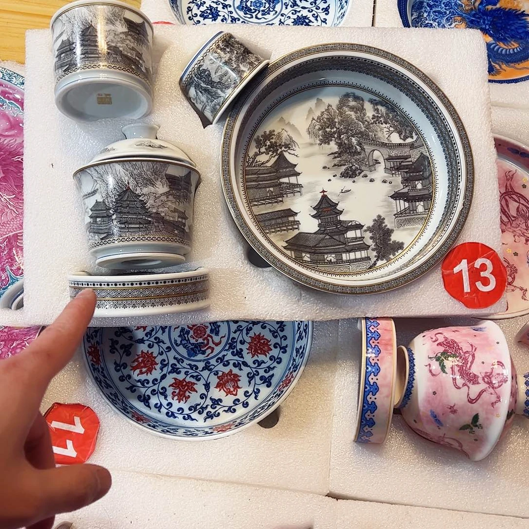 原***啊墨彩山水大明宫五件套