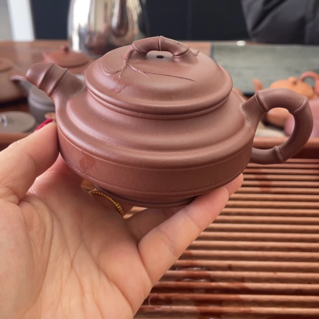 紫砂茶壶双线竹鼓底槽清180cc