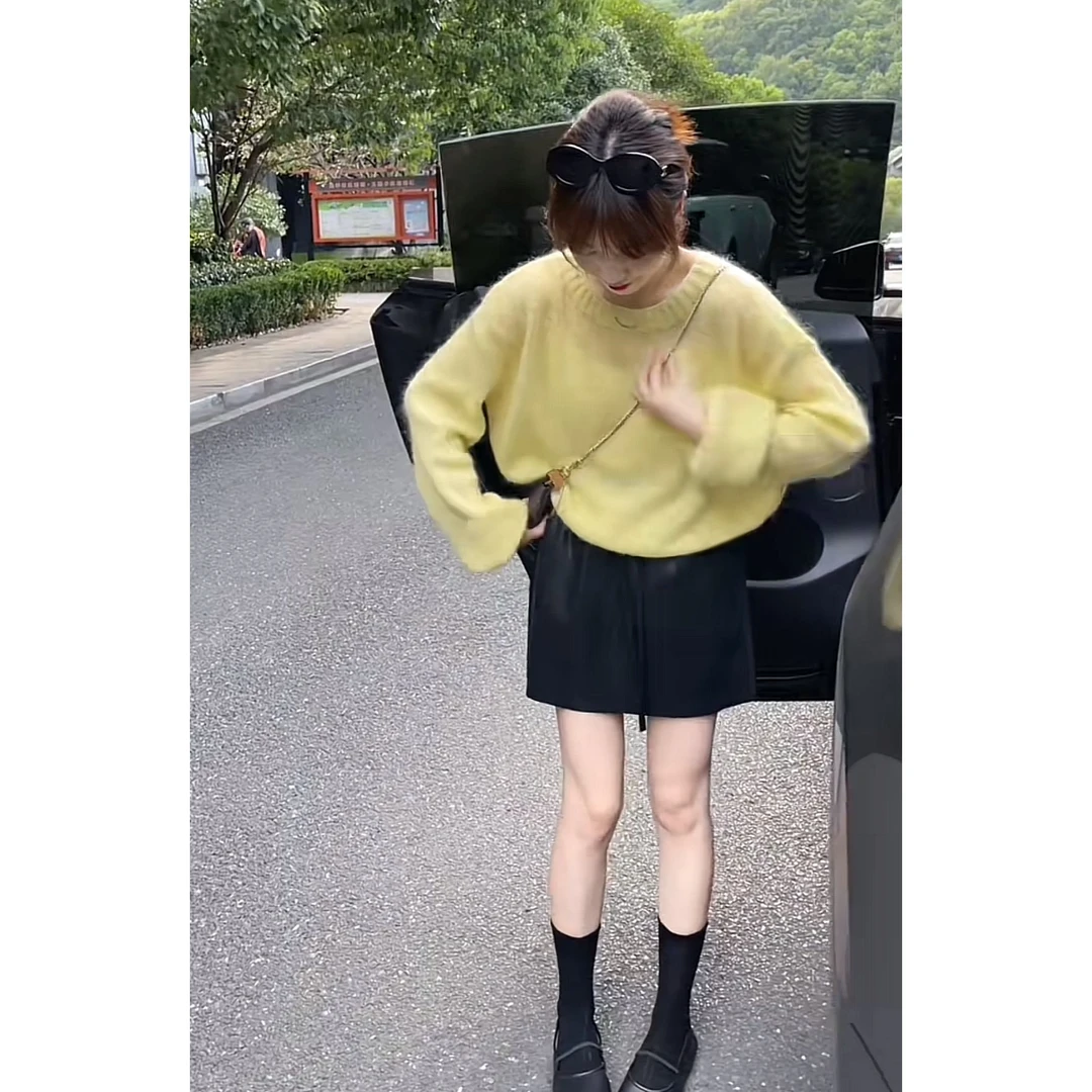 秋季穿搭一整套女2024新款气质长袖针织衫毛衣洋气显瘦短裙两件套