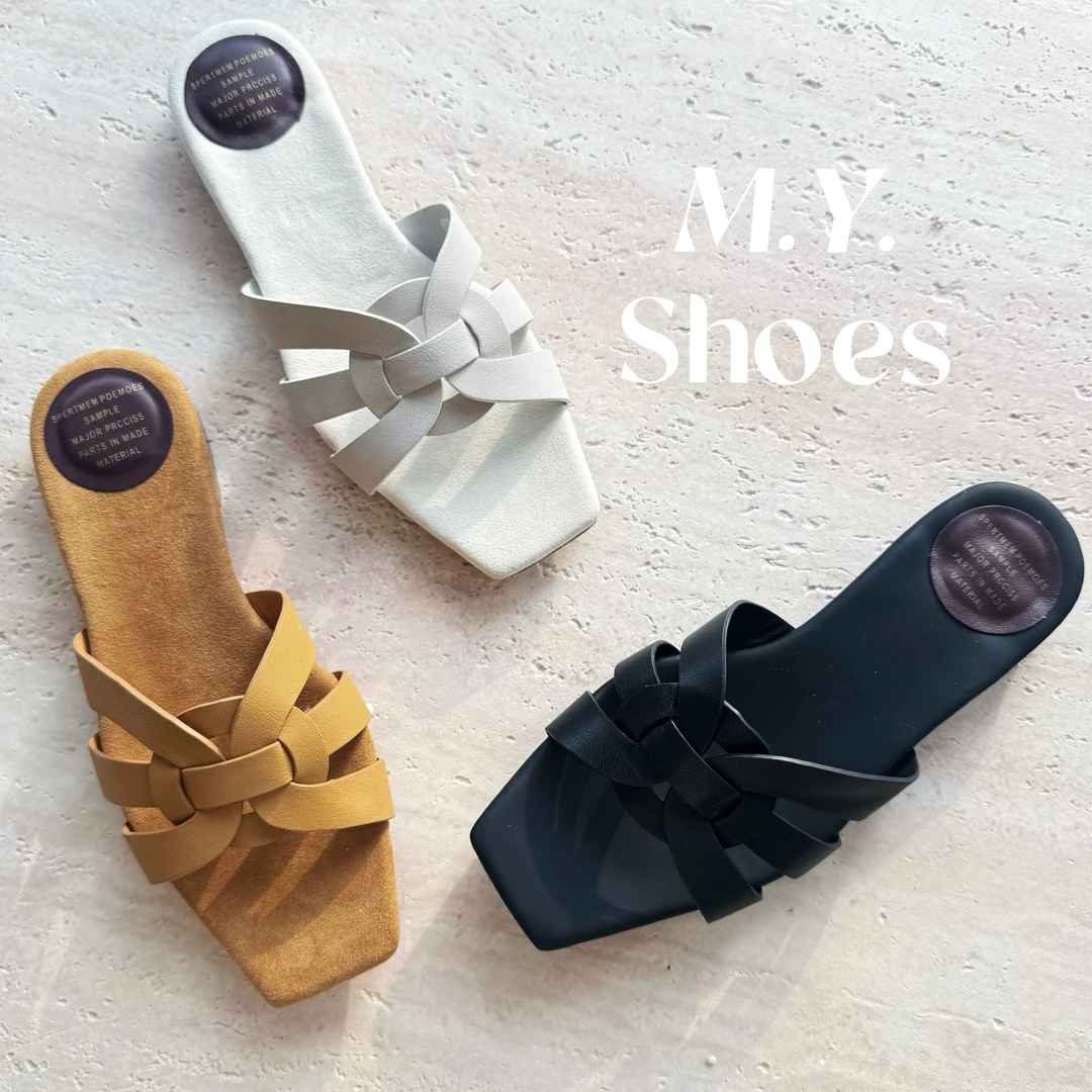 【长期主义｜2cm】法式老钱风一字拖极简风高级百搭编织真皮凉鞋凉拖