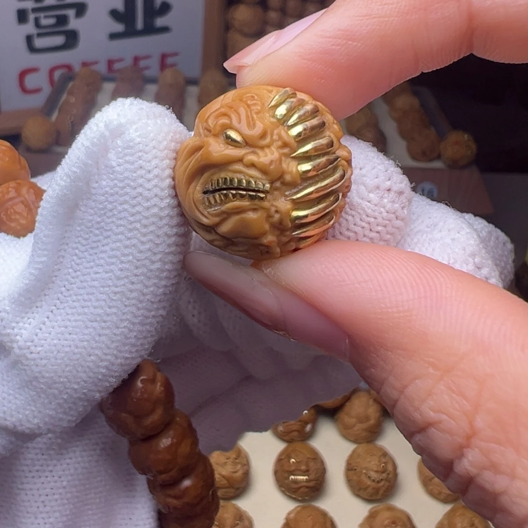 把件猴头核桃镶嵌款吞噬嗔怒佛爷全品有正常封口线