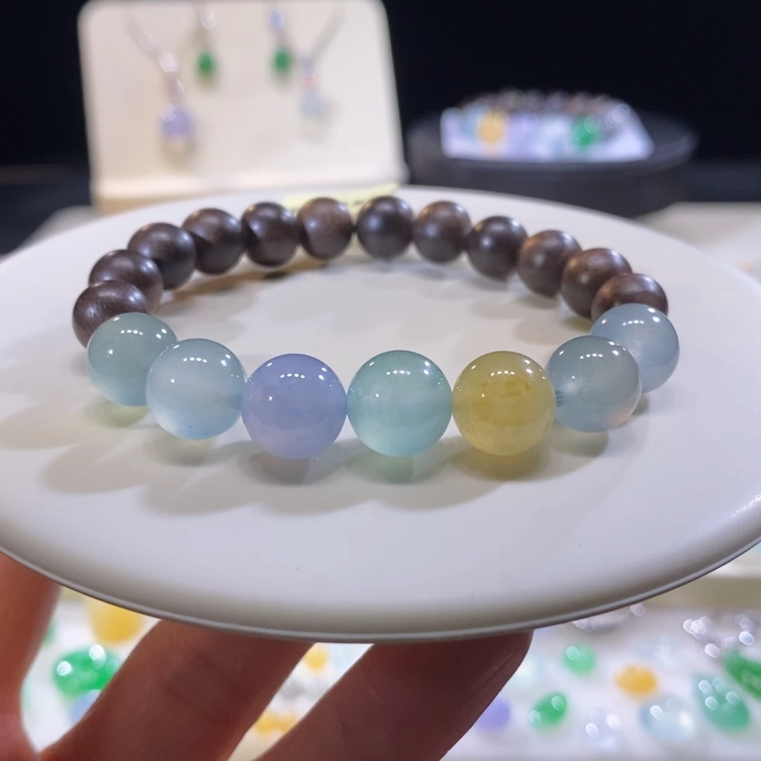 翡翠未镶嵌颈饰翡翠糖果色系手串