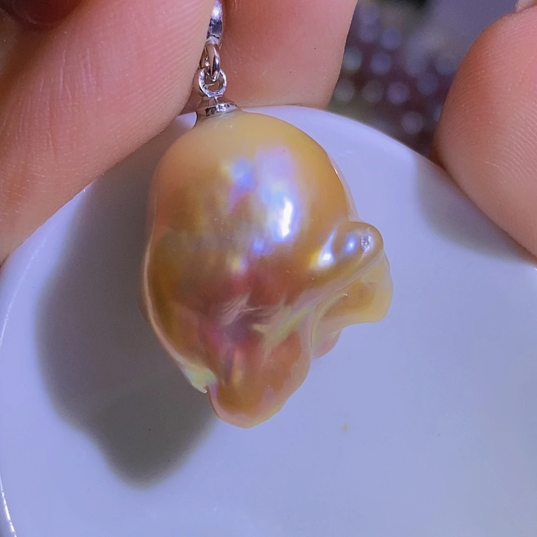 银S925镶嵌天然淡水珍珠（微瑕）淡水珍珠