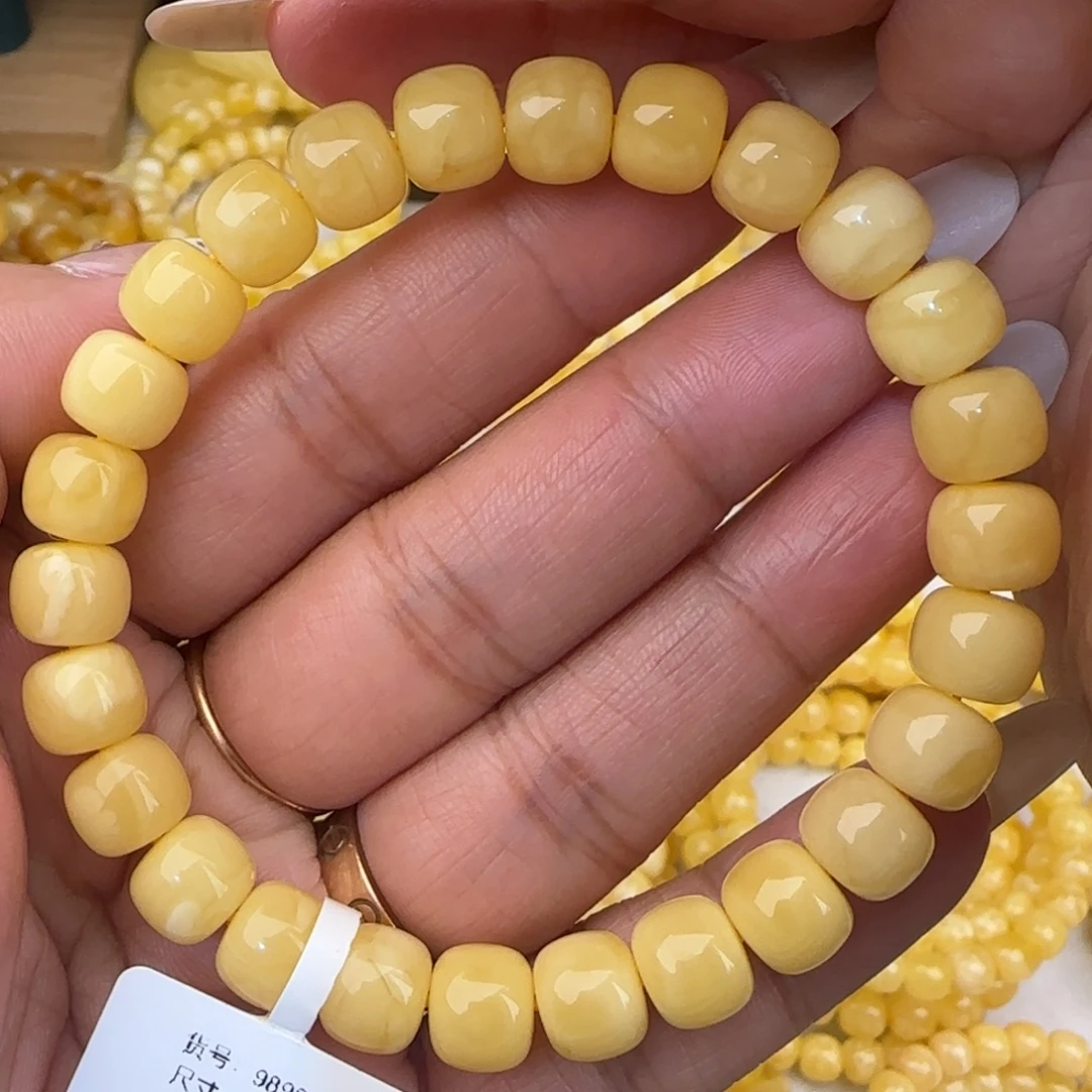 蜜蜡未镶嵌手链奶咖老型手串