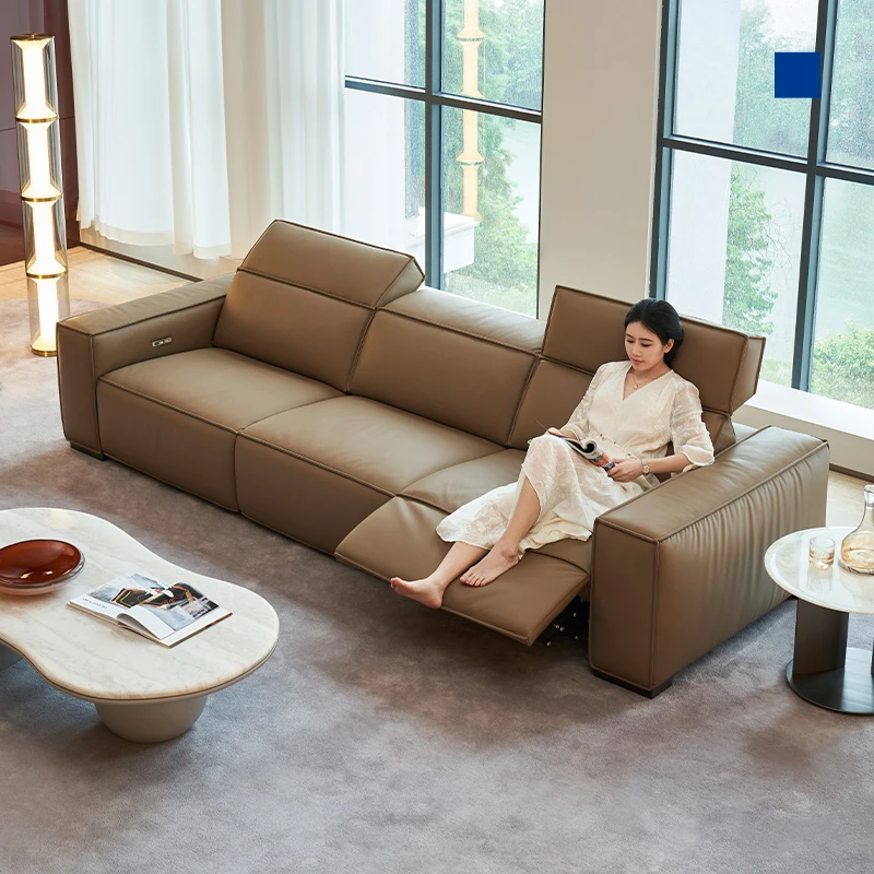 【政府补贴】梦百合客厅轻奢极简零压头层牛皮功能沙发   S824