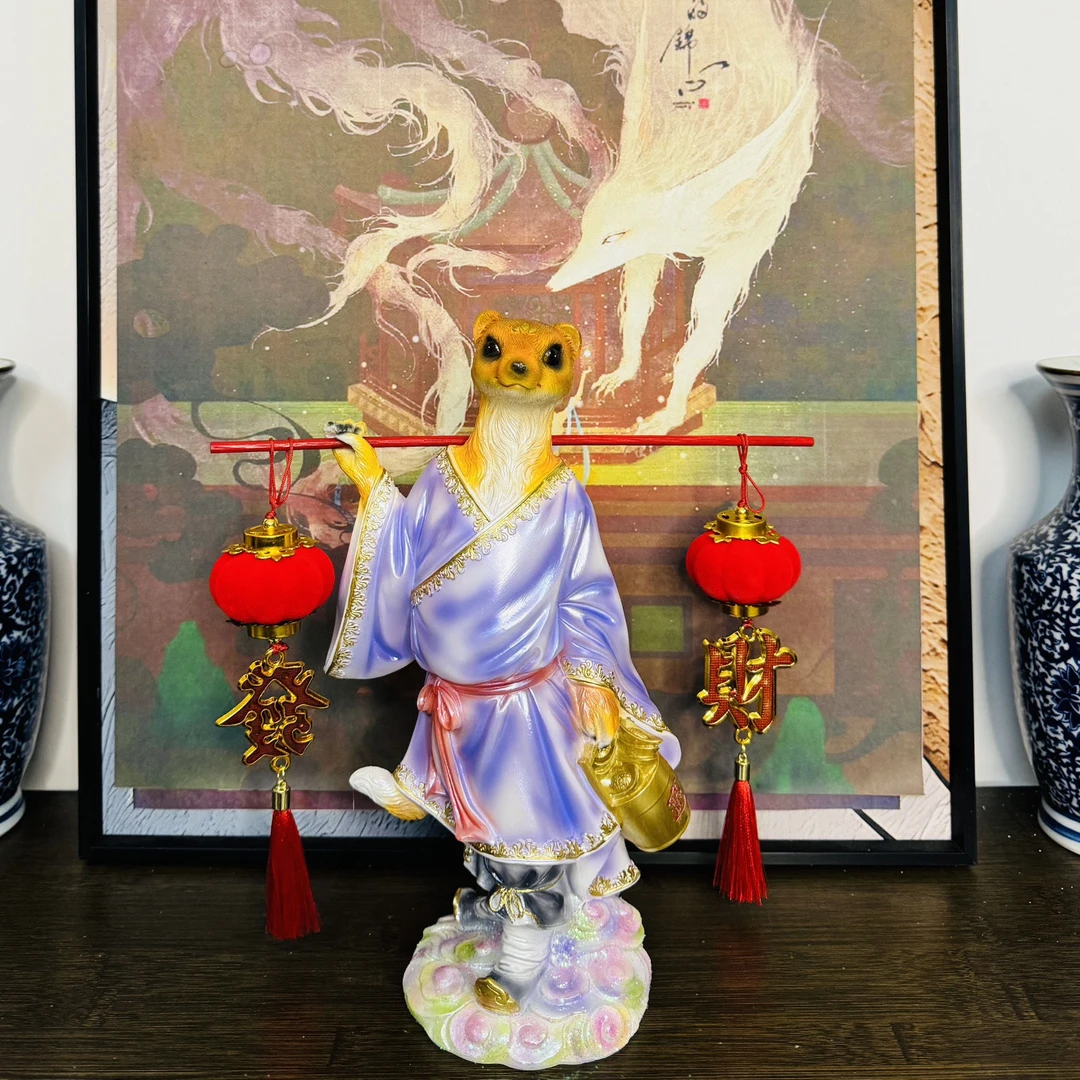 九尾狐仙狐狸黄大仙真身像东北五仙摆件堂口神像招财摆件新款