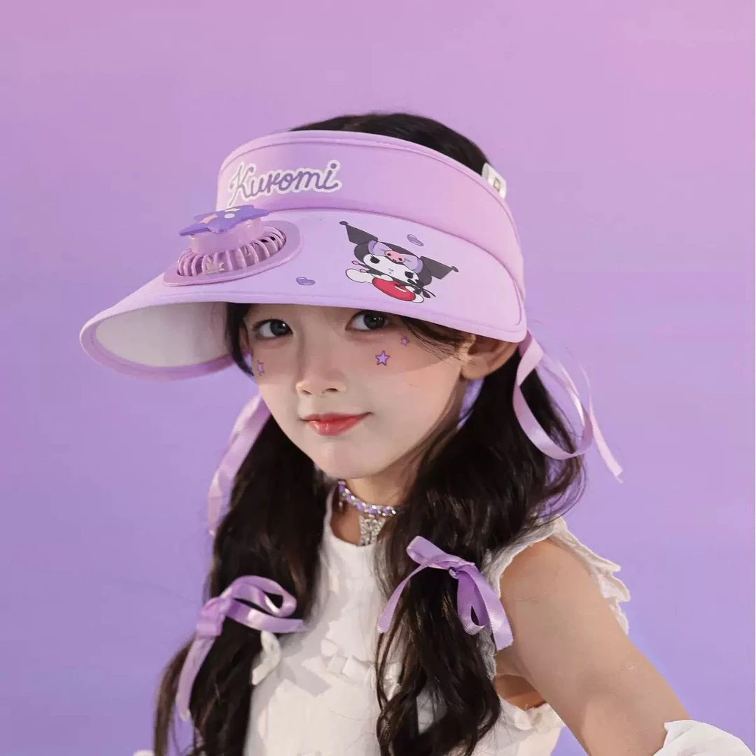 三丽鸥正版授权夏季卡通风扇帽户外大帽檐防紫外线帽子