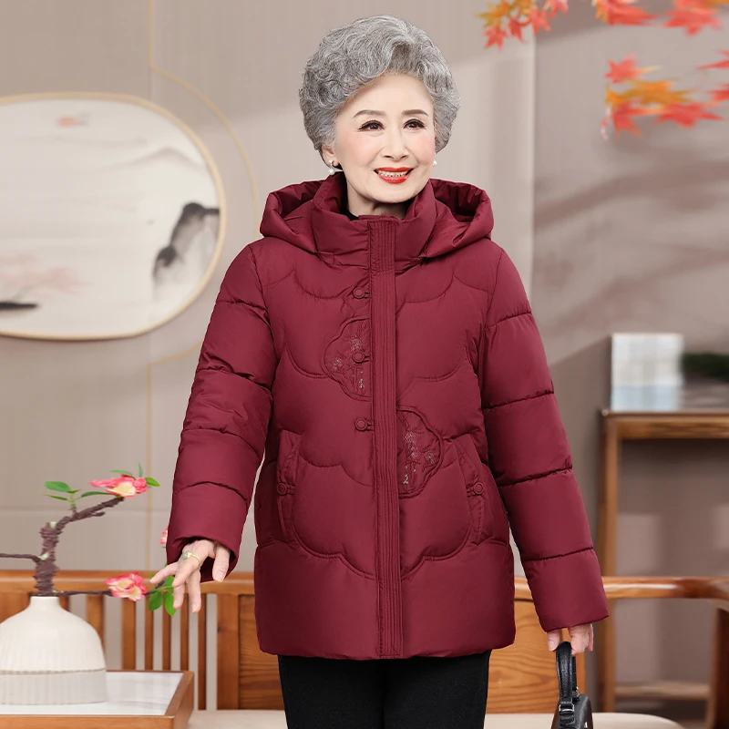 1517款中老年妈妈装奶奶装冬款加绒加厚简约气质棉服外套