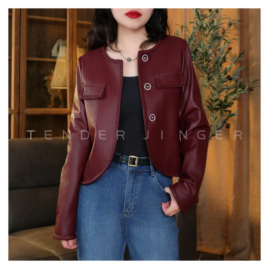 【专柜】2023秋冬绵羊皮复古皮衣外套T2310MDD373D