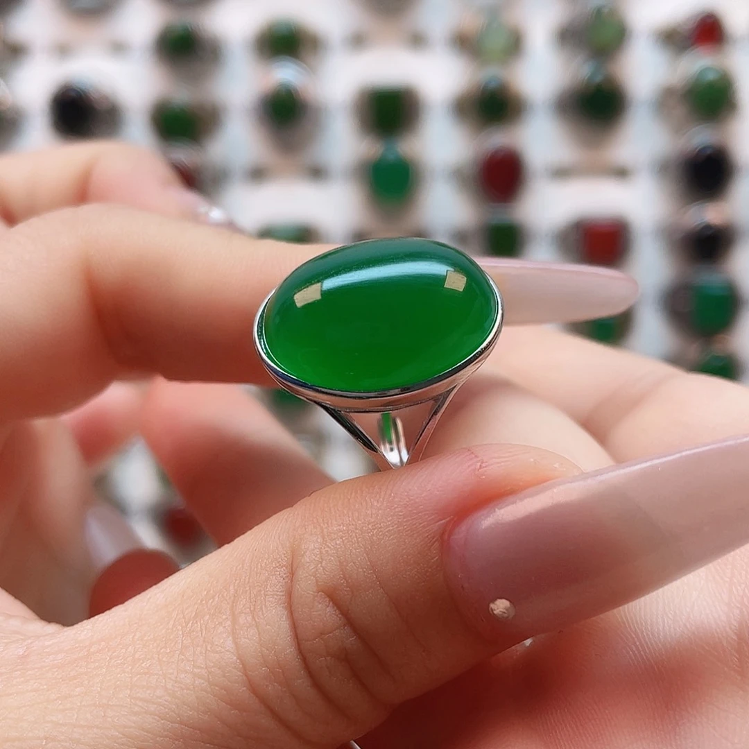 玛瑙/玉髓戒指银S925镶嵌