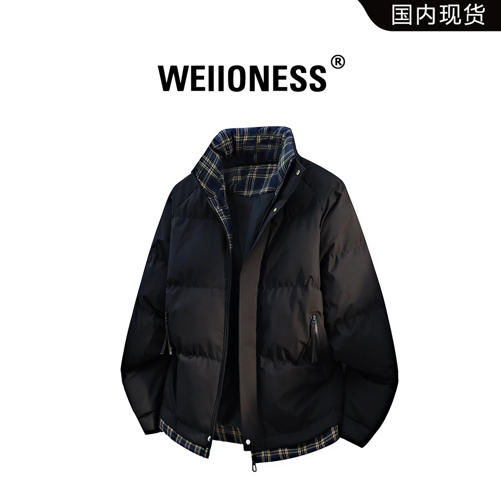 WEIIONESS美式复古休闲棉衣男秋冬潮流时尚百搭保暖外套轻奢男装