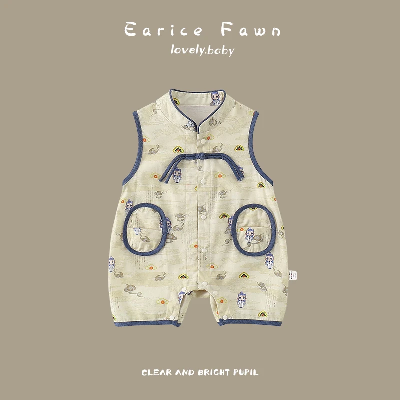 DZ婴儿衣服夏季薄款连体衣新生儿可爱洋气哈衣满月爬爬衣服外出无