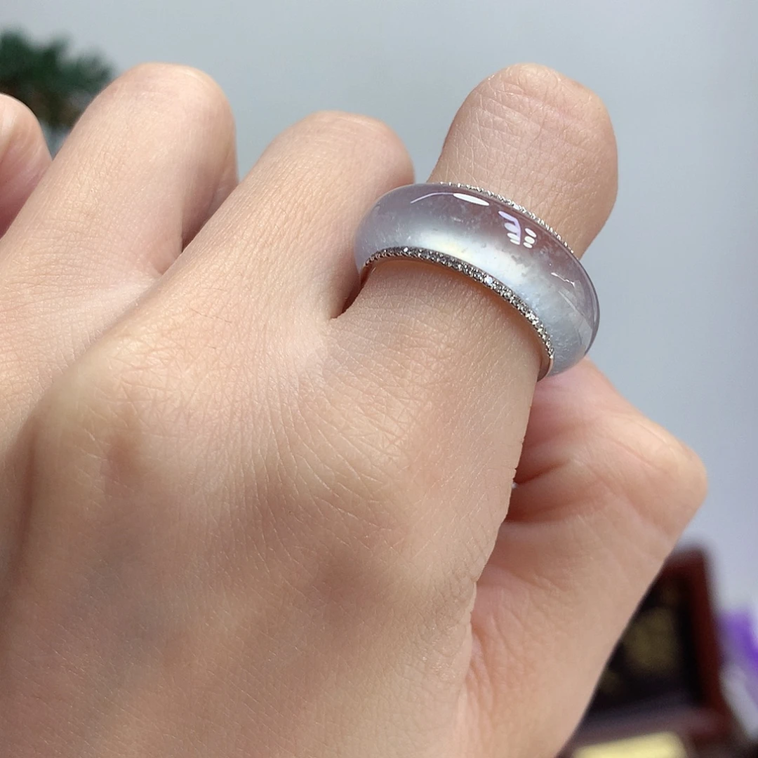 翡翠18K金镶嵌戒指15号一套