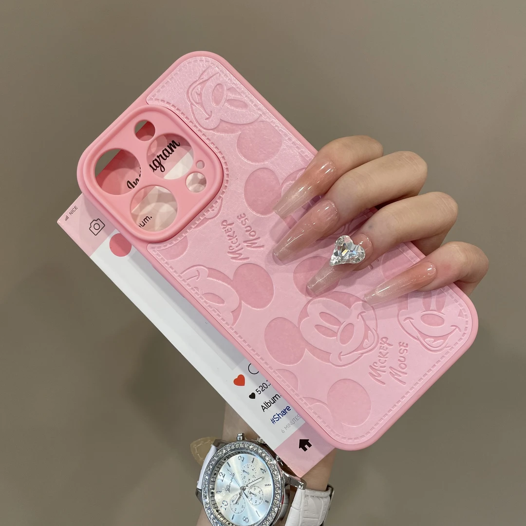 小众不撞款创意皮质米奇适用iPhone16手机壳15promax卡通14情侣13