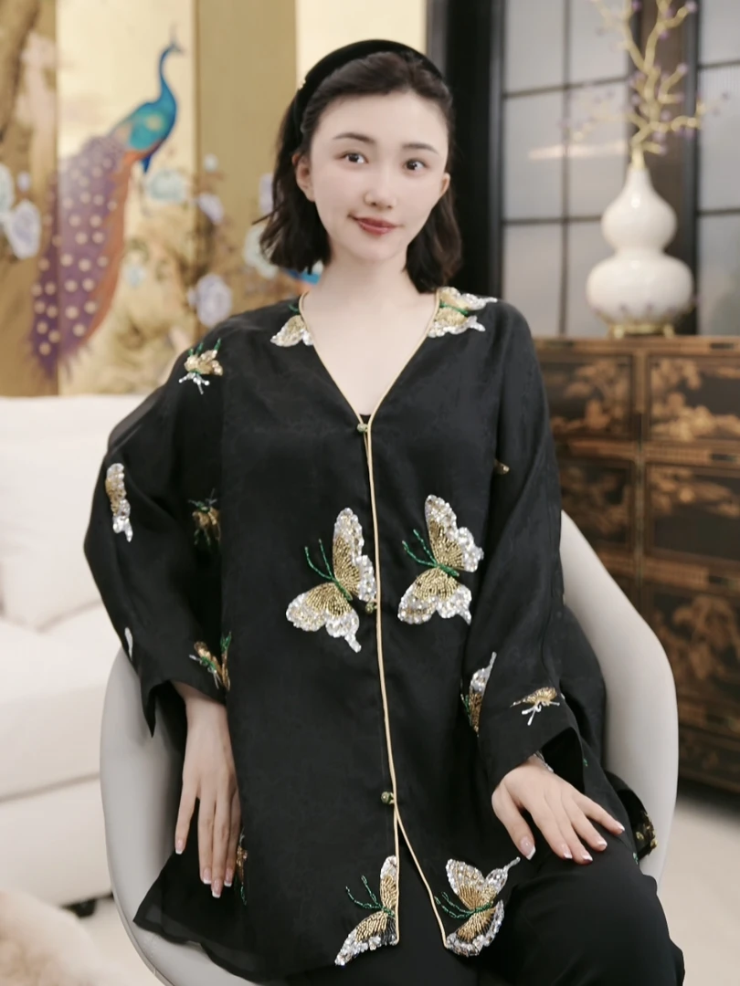 Betty Bairn【鸾飞碟】高定系列桑蚕丝刺绣外套25B-BW9727