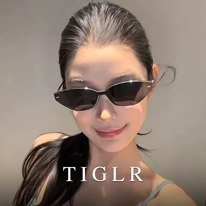 帝格勒时髦复古小猫眼墨镜女夏季2025新款网红拍照金属框太阳眼镜