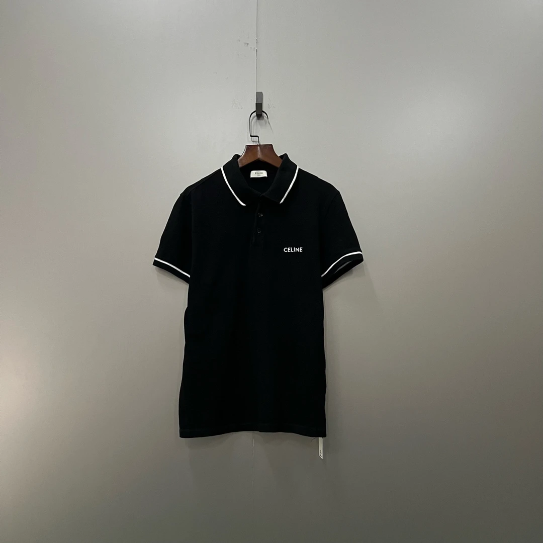 95新 Celine/思琳 （jp）304黑色刺绣polo M码