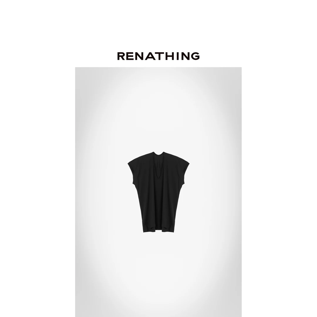 【RENATHING】舒适V领连肩短袖T恤