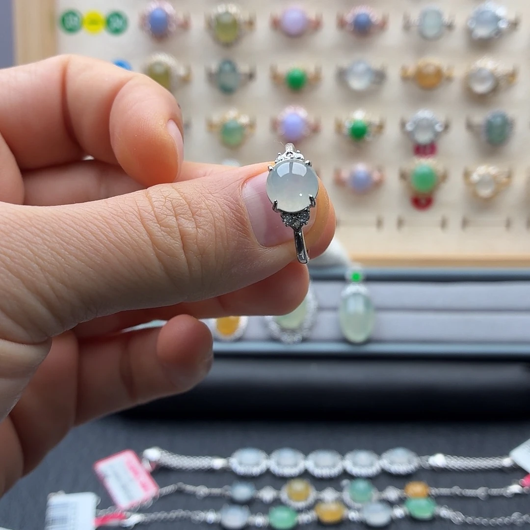 翡翠银S925镶嵌戒指