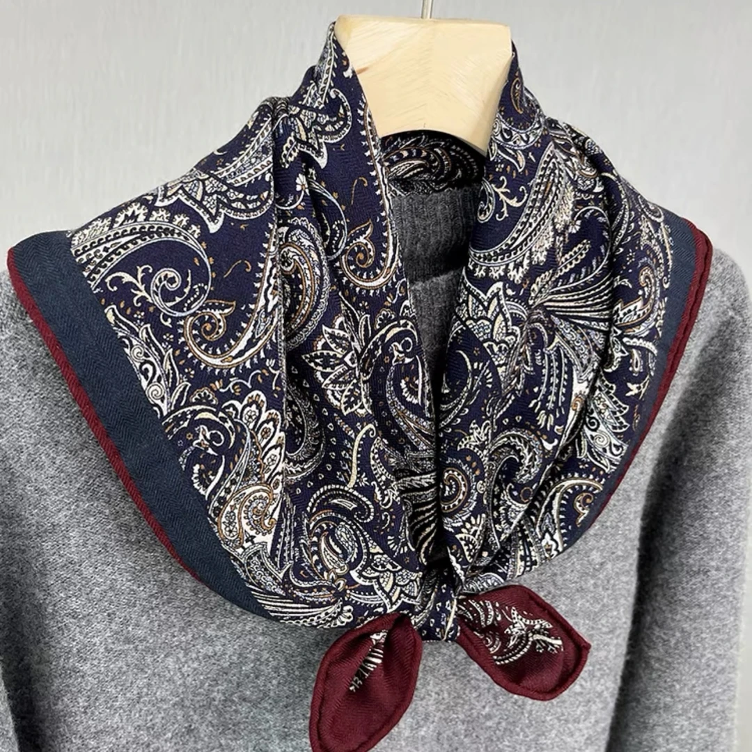 QJ/彤掌柜1681227【浓情腰果】桑蚕丝羊.毛双面拼接色古巴比伦丝巾