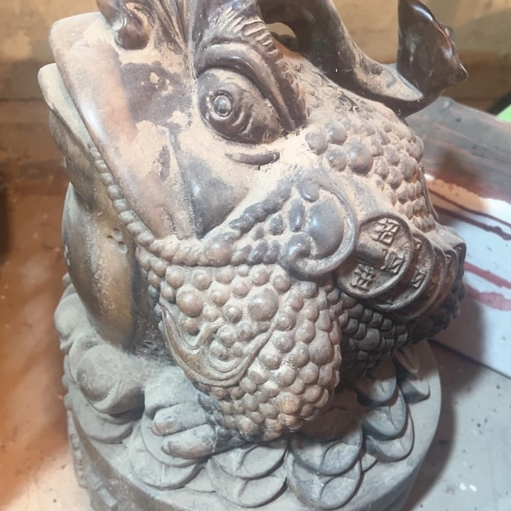 木38公分黑檀大金蟾一个