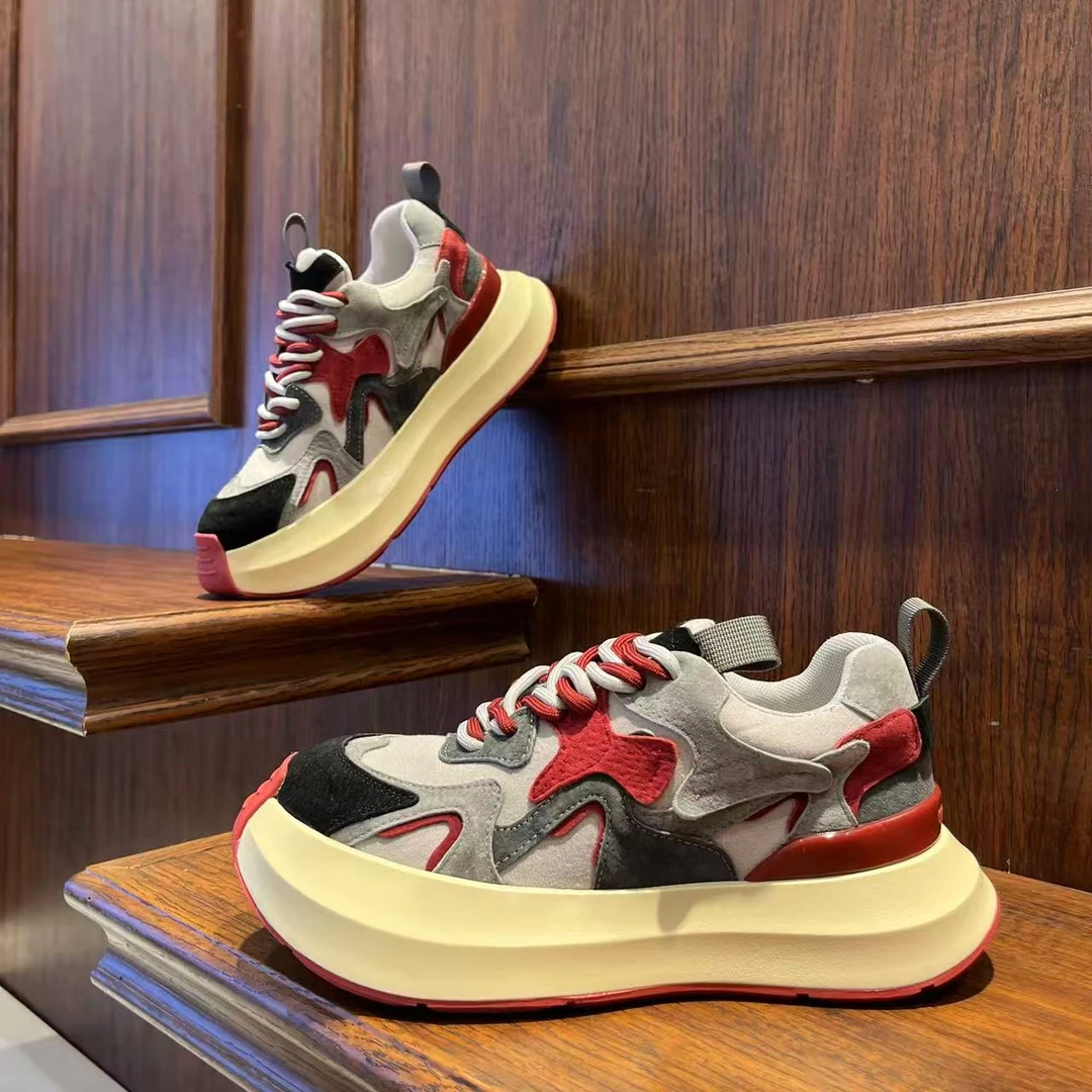 男鞋2025复古厚底秋季反绒皮百搭增高休闲潮鞋ins时尚男生潮鞋子