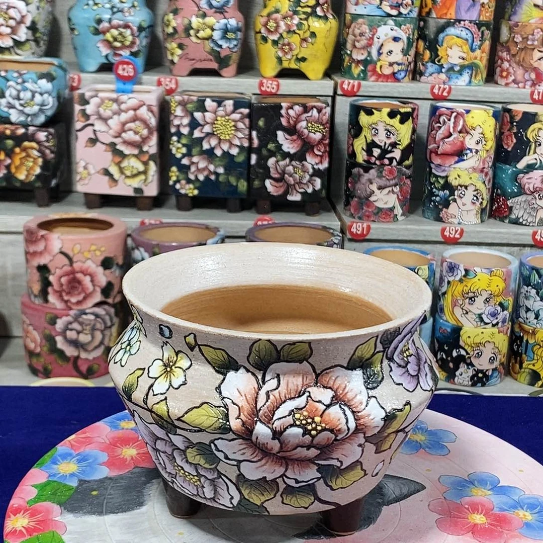 景德镇精品暮年复古花盆15/12
