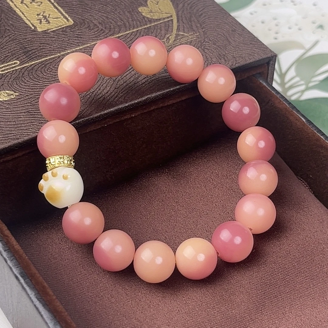花月桃桃杨梅飘花圆珠款手串12mm