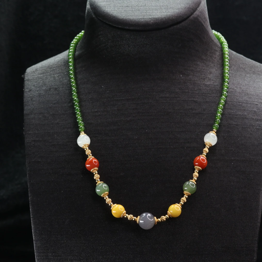 39和田玉碧玉DIY项链/100601上海嘉禾拍卖