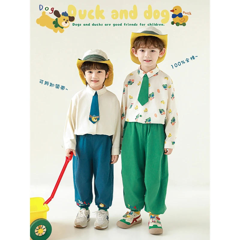 【25年春一波】男宝舒适休闲原创0感印花萌宠乐园系列衬衫GN5120