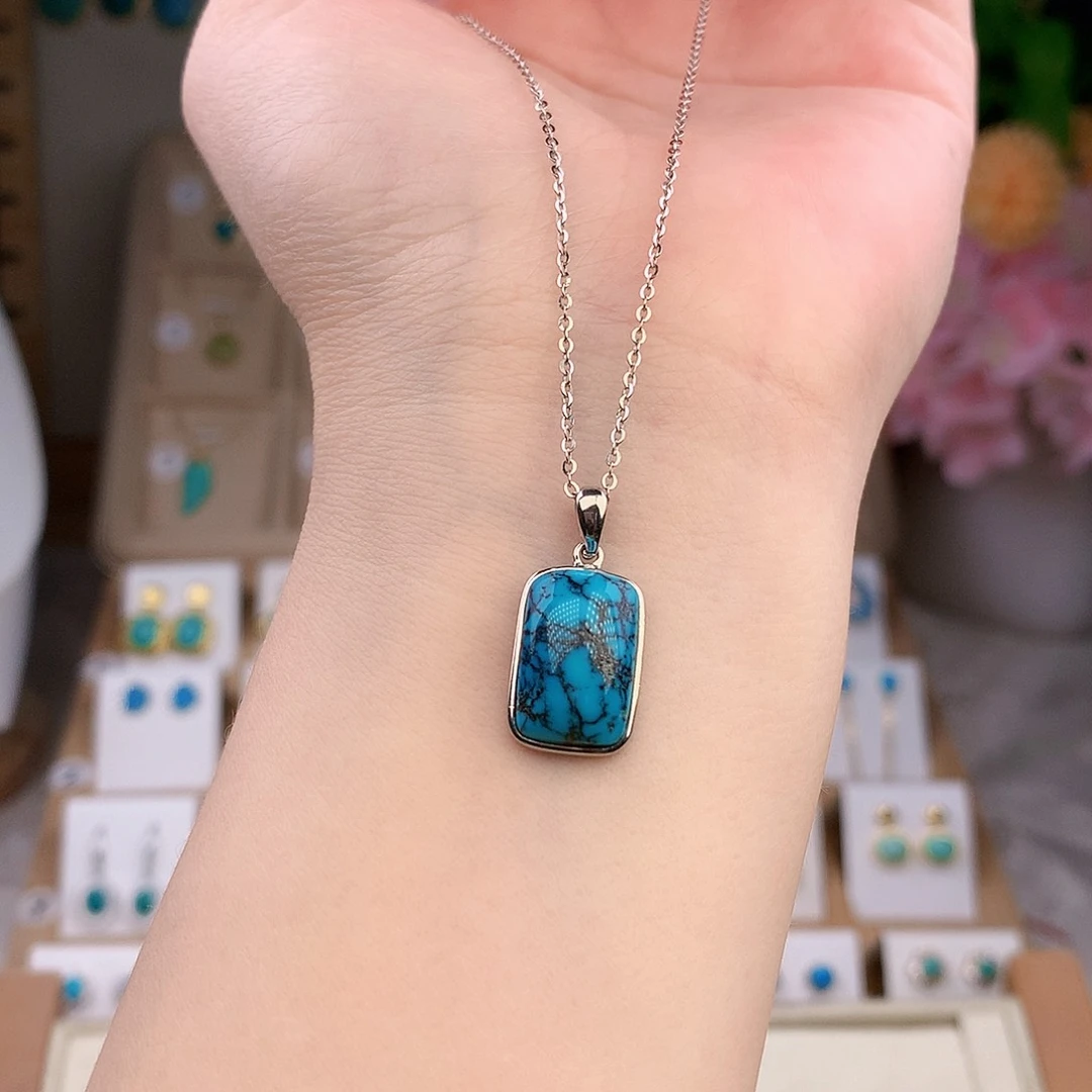 绿松石银S925镶嵌颈饰