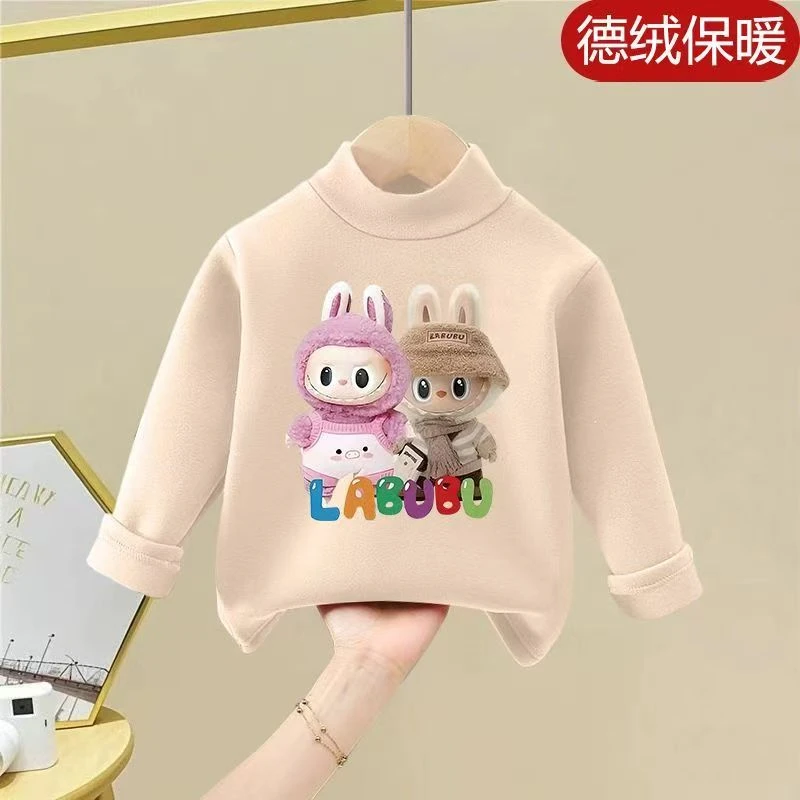 拉布布儿童德绒半高领打底衫2025春秋冬中小童保暖洋气德绒上衣潮