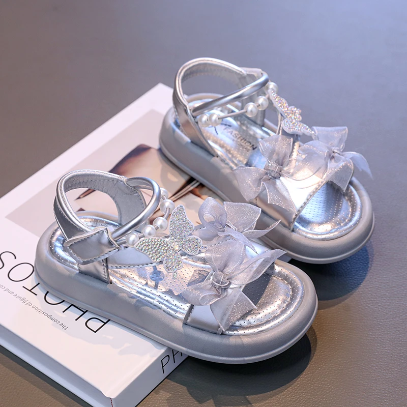 时尚凉鞋女童夏款2025新款儿童公主鞋软底女孩小香风沙滩凉鞋夏天