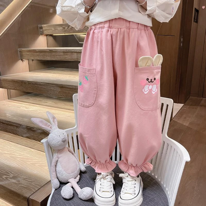 MK&UR.BV女童裤子春秋2025新款洋派时髦儿童灯笼裤宝宝外穿休闲裤