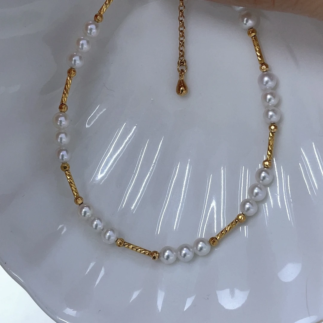 手绳银S925镶嵌淡水珍珠