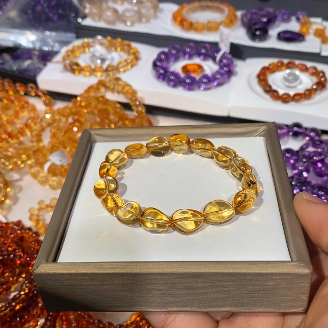 水晶未镶嵌手链浓郁暴力黄糖豆特价放漏