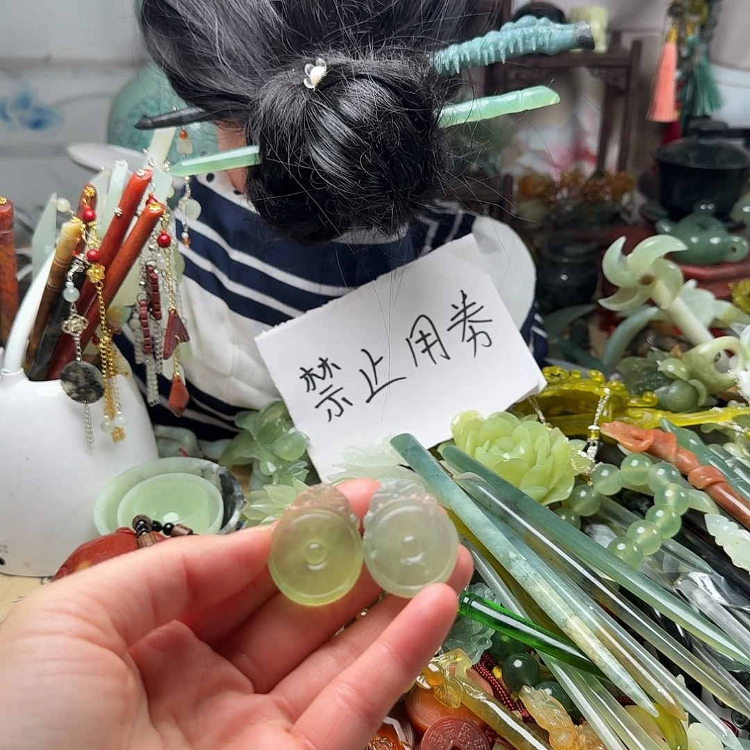 蛇纹石玉合金发饰