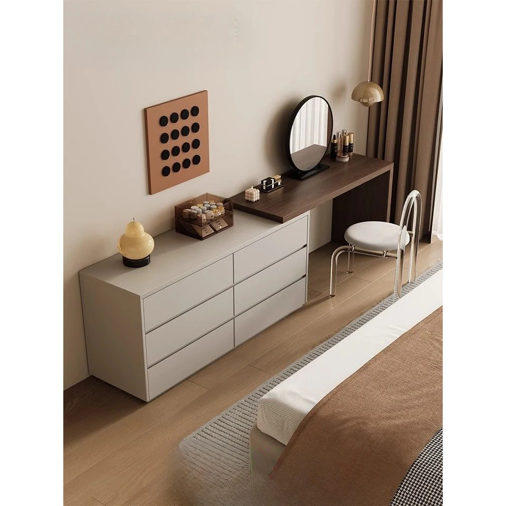 意式极简梳妆台储物柜一体卧室轻奢高级小型化妆桌床尾收纳柜斗柜