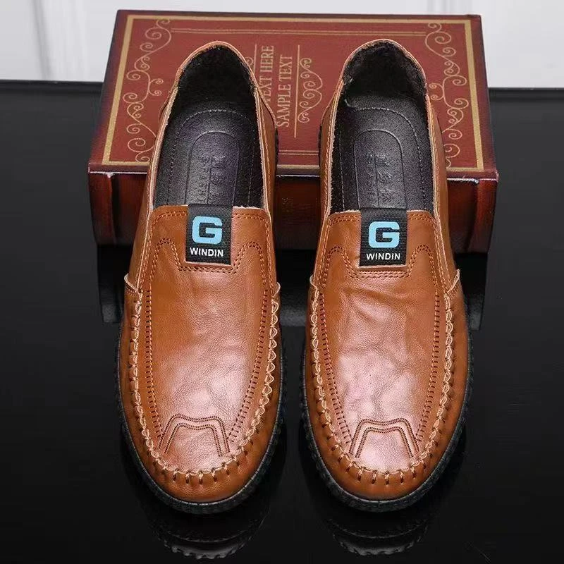 2025皮鞋防滑商务休闲皮鞋老爸皮鞋爸爸鞋软底皮鞋软面柔软舒适